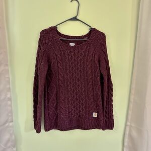 Carhartt Women's Cable Knit Sweater in Deep Wine